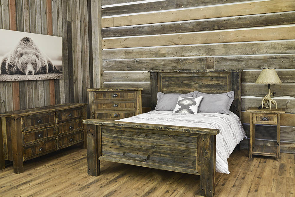 Rustic Western Bedroom Furniture Back, Country Style King Bed Frames With Headboard