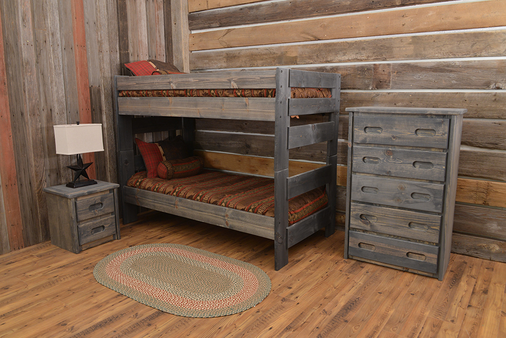 Wrangler Bunk Bed In Driftwood Back, Bunkhouse Wrangler Bunk Bed