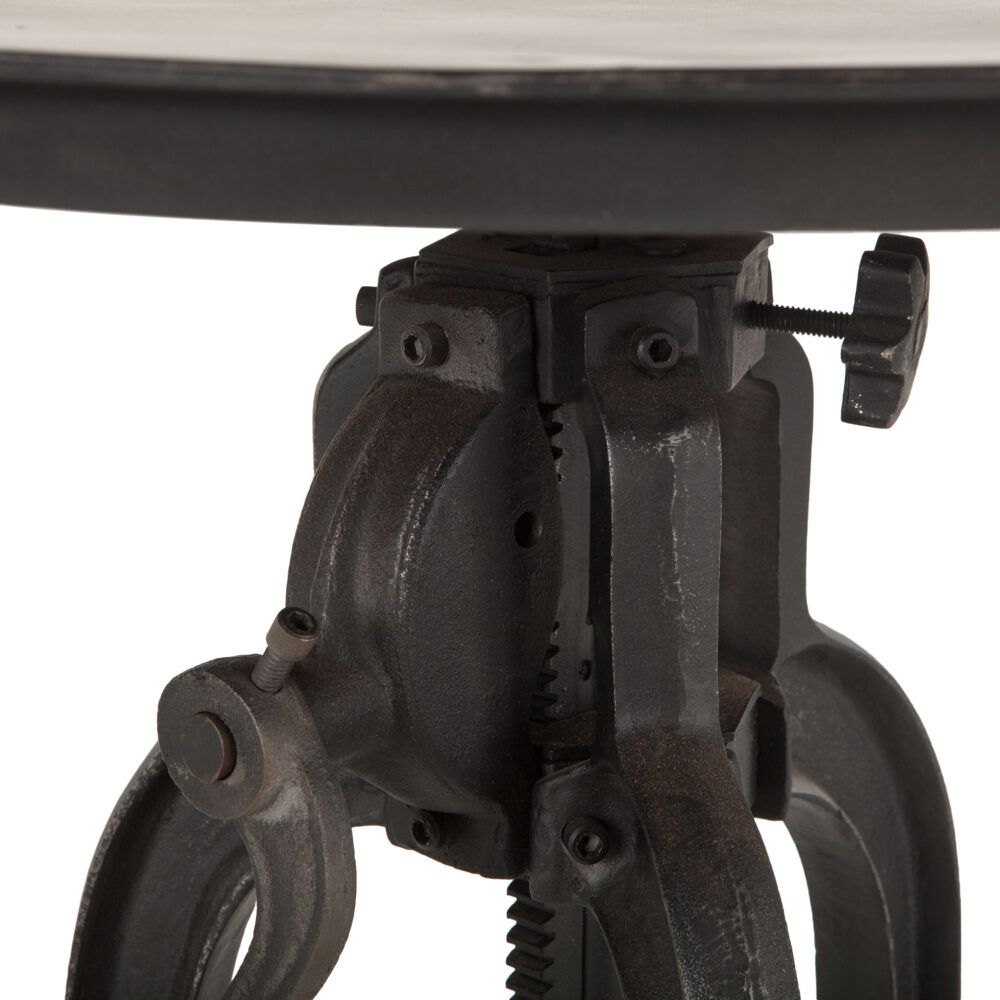 Industrial Loft Side Table 24in- round- adjustable- black