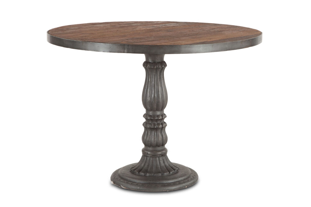 Industrial Teak Dining Table 42in, round