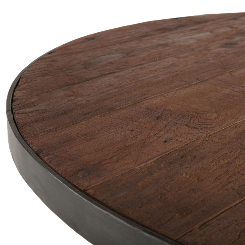 Industrial Teak Dining Table 42in, round