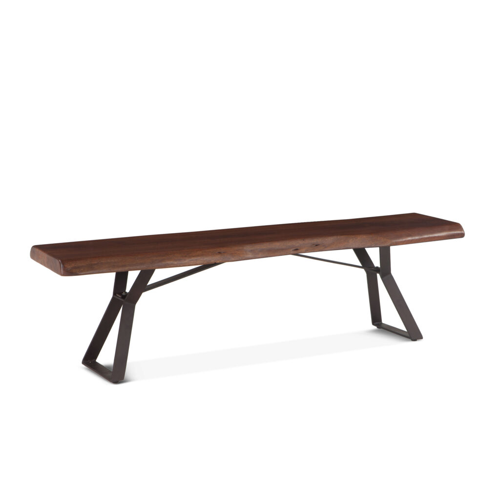 London Loft Walnut Bench 72in - Back at the Ranch Furniture