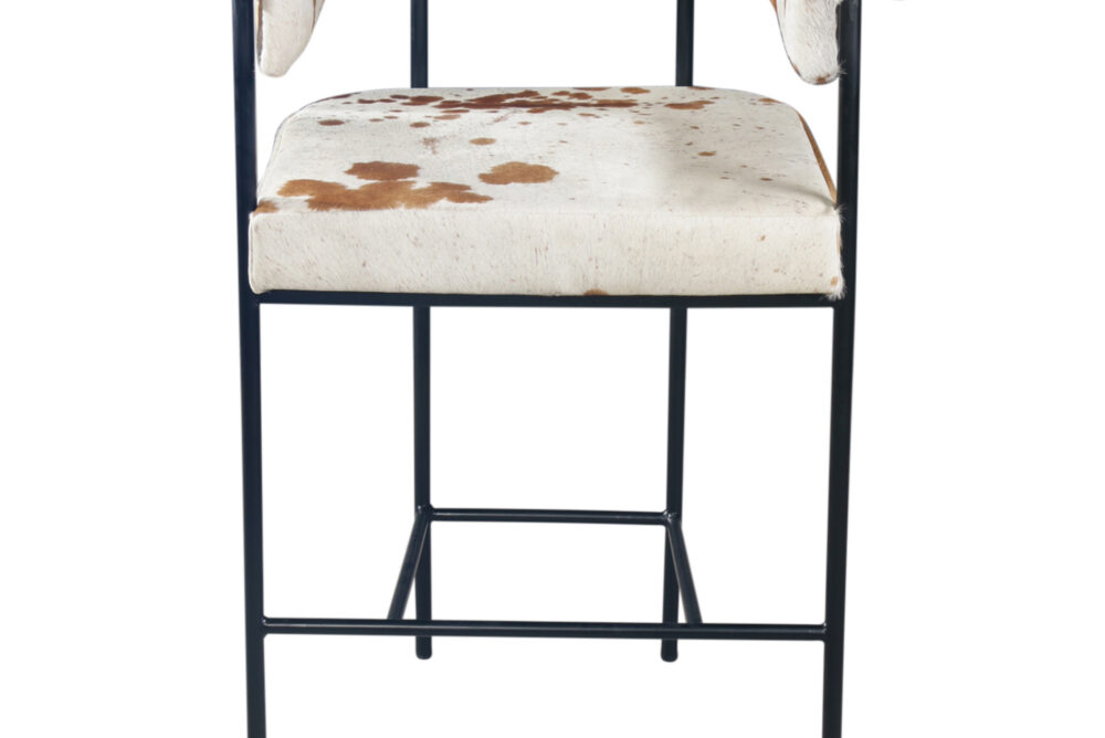Nola 18" Dining Armchair in Brown Hair on Hide Leather