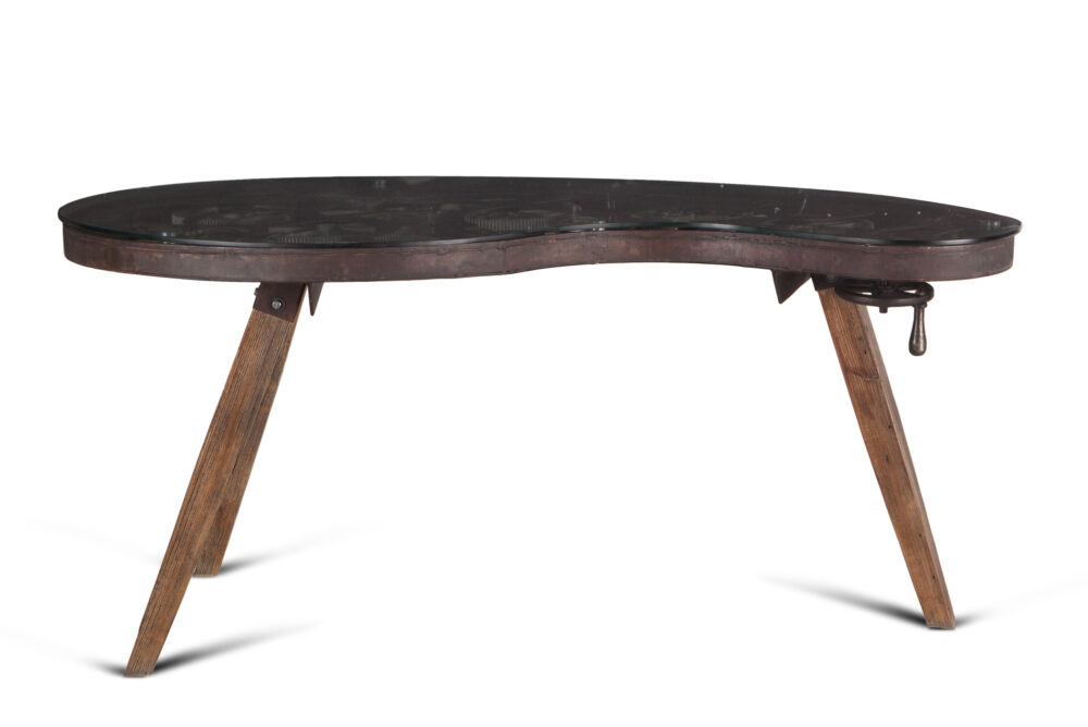 Steampunk Office Desk 67in - Glass Top