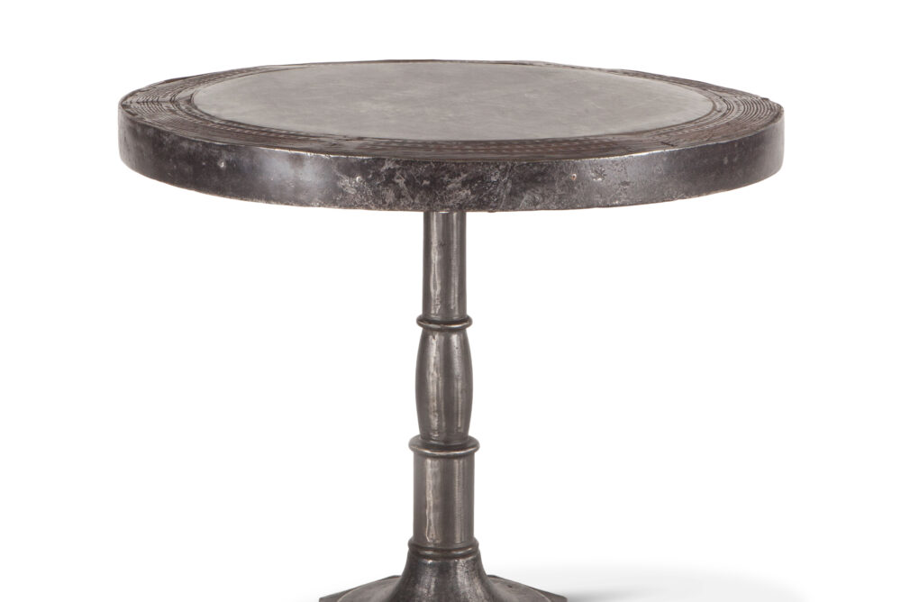 Steampunk 48-Inch Round Marble and Cast Iron Table