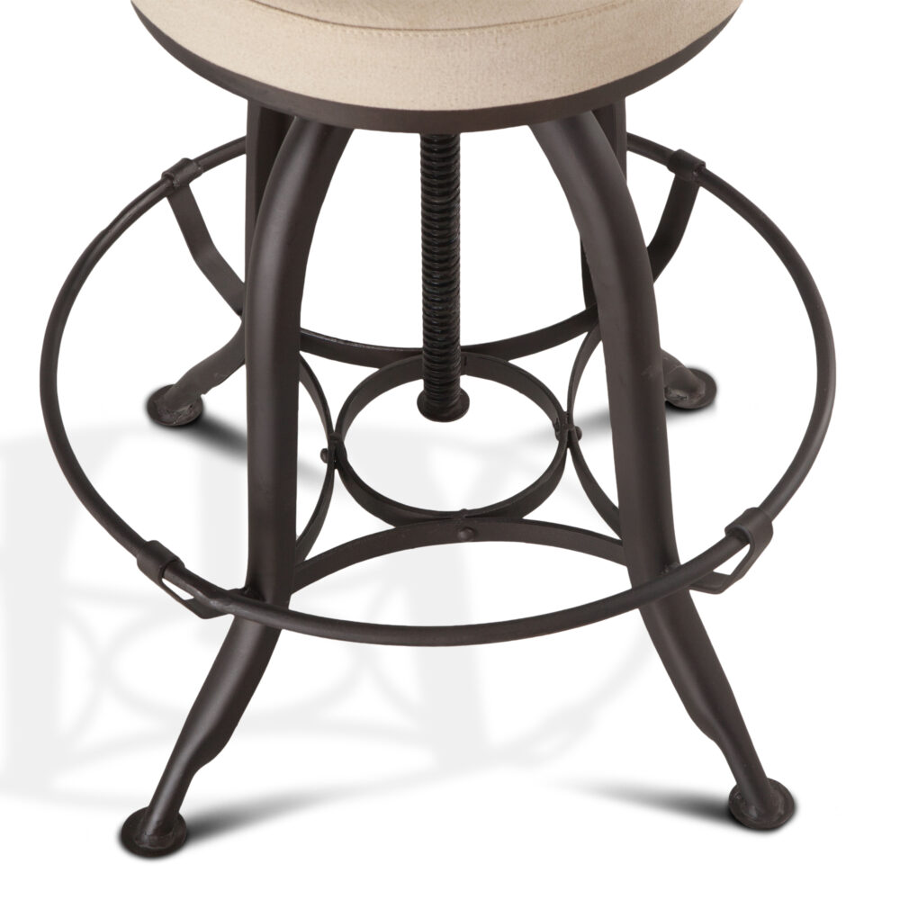 Steampunk Natural Canvas Backless Bar Stool with Adjustable Swivel Mechanism