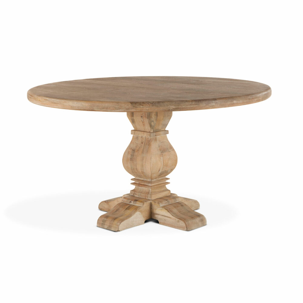 San Rafael 54-Inch Round Mango Wood Dining Table in Antique Oak Finish