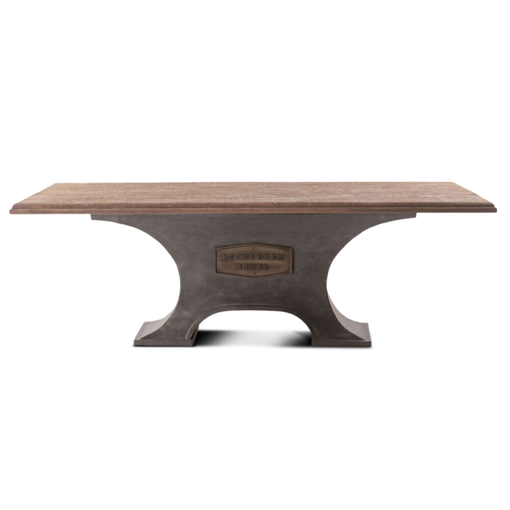 Steel City 90-Inch Rectangle Mango Wood Dining Table in Antique Oak Finish