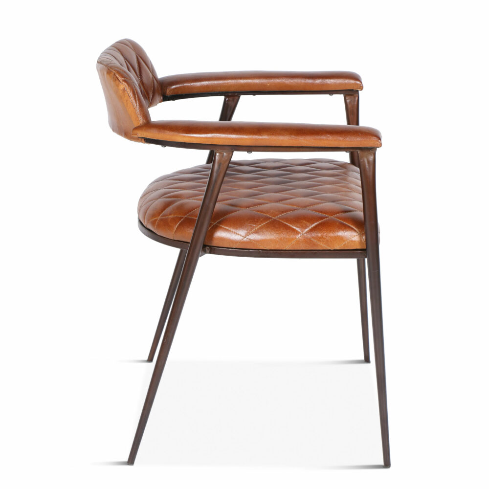 Celeste Iron Chair with Hand Rest & Leather Seat