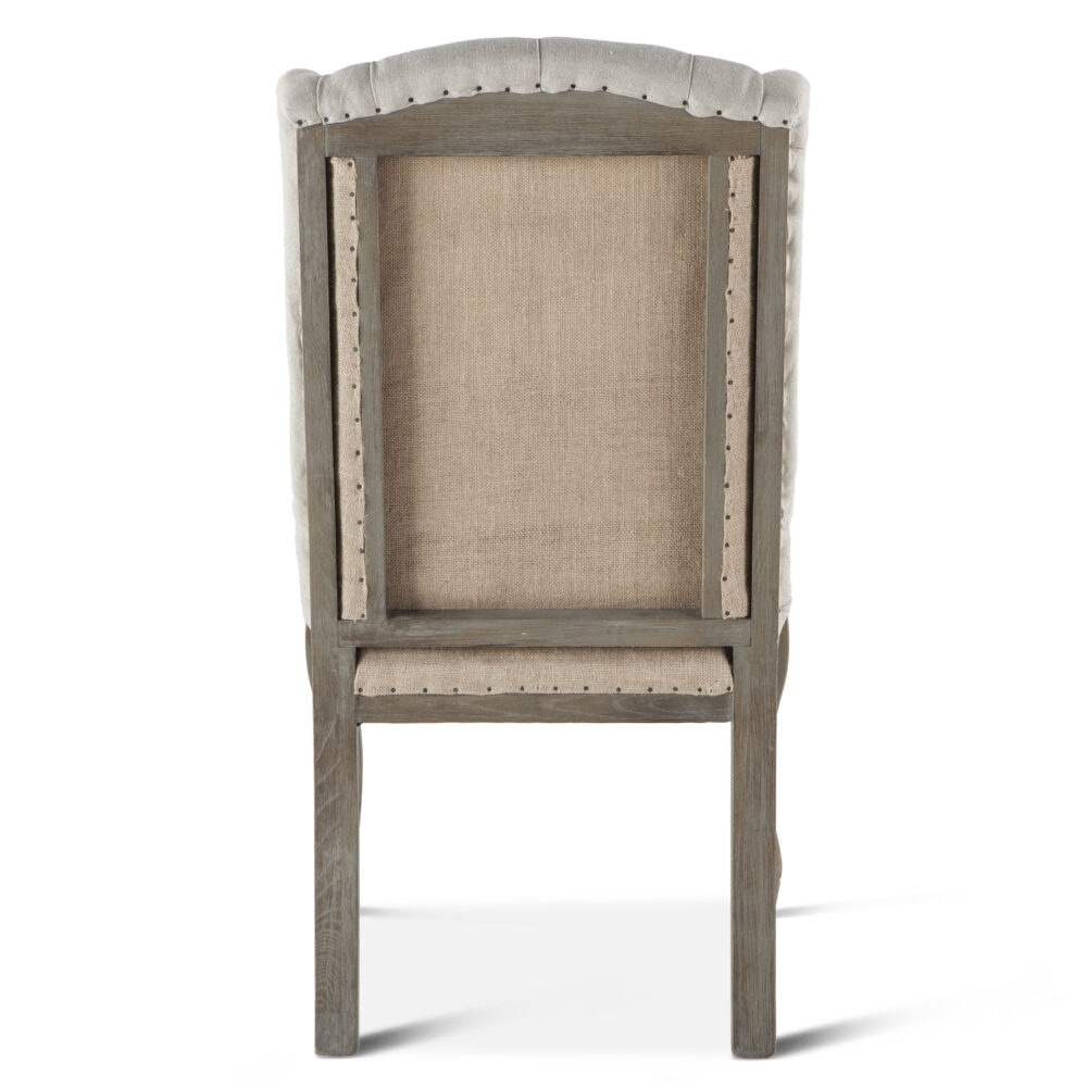 Satine Off-White Tufted Linen Dining Chair