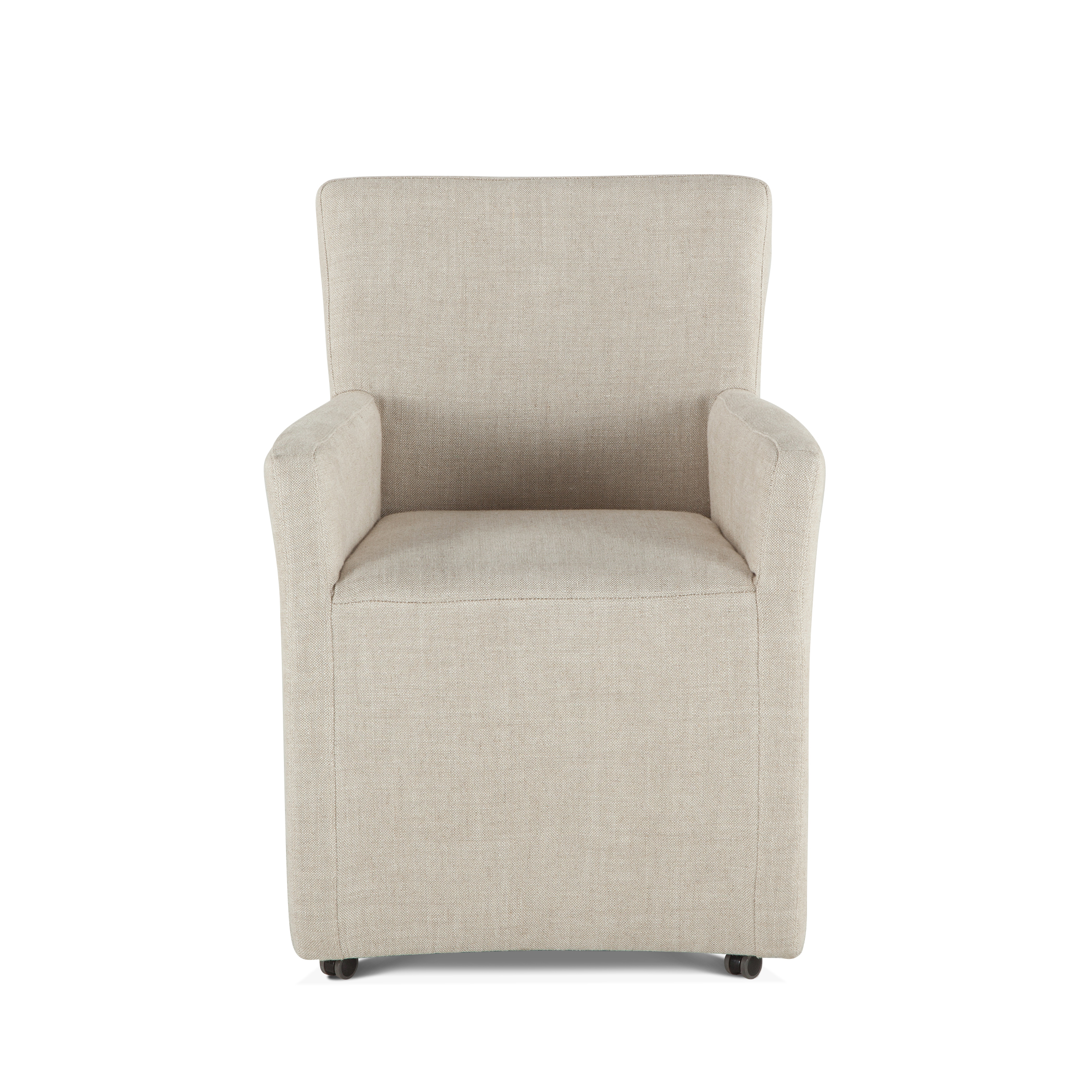 Peabody Off-White Linen Wheeled Armchair