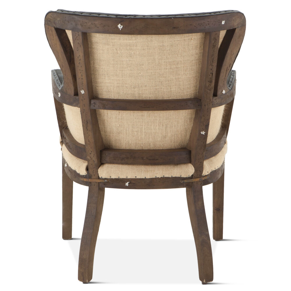 Elizabeth Gray Velvet Armchair with Exposed Frame and Solid Wood Legs