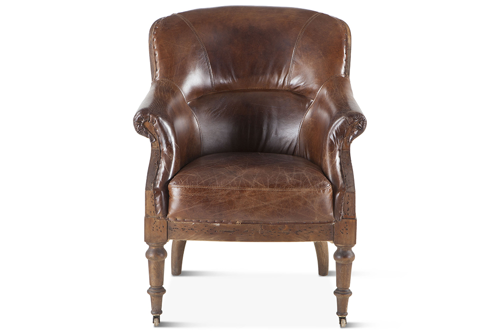Shakespear Deconstructed Armchair With, Leather Cigar Chair