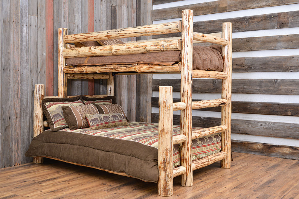Log Reversible Twin Full Bunk Bed, Ranch Bunk Beds