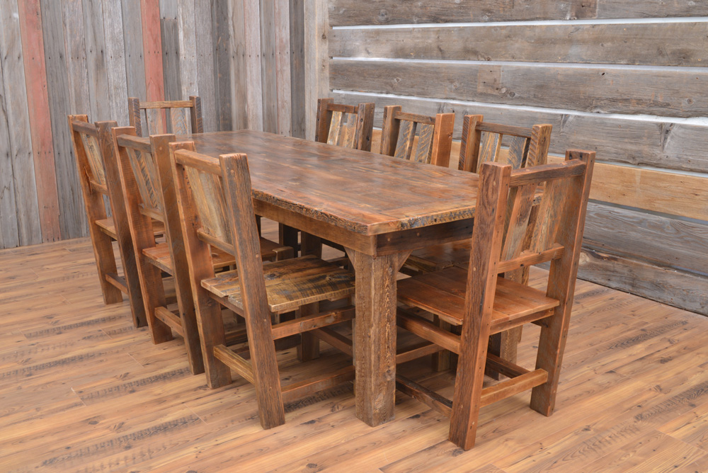 Reclaimed Barnwood Table Multiple, Barnwood Dining Room Table And Chairs