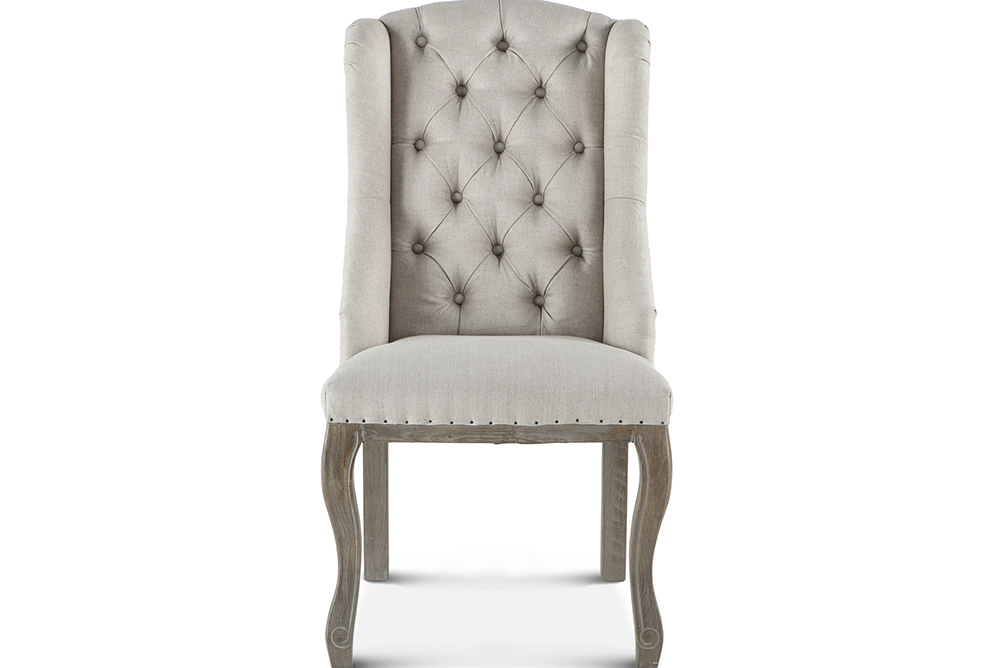 Tufted Linen Dining Room Chair Beige