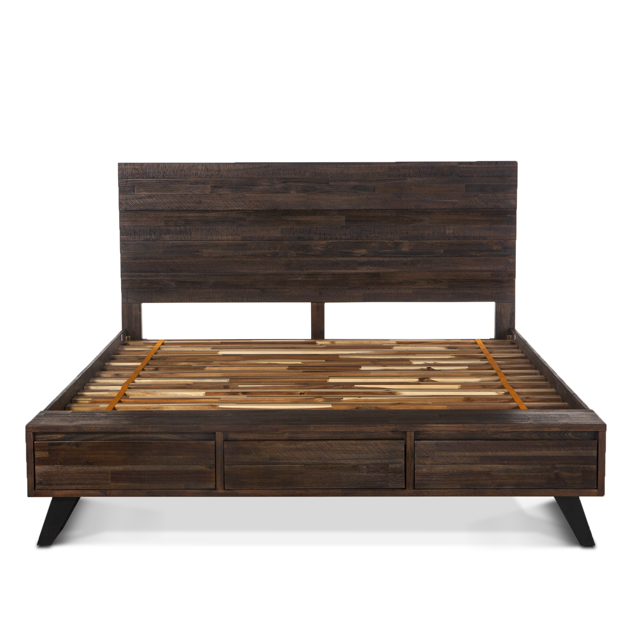Urban Loft Acacia Wood Bed In Dark, Light Brown Wood Bed Frame